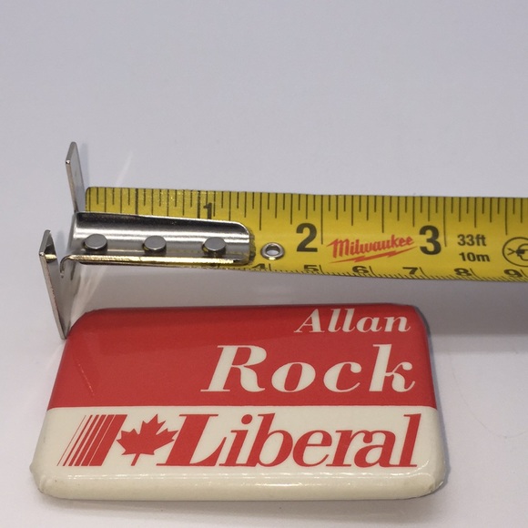 Allan Rock Liberal Pinback Voting Campaign Advertising Promo Canada Flag Vintage - Picture 4 of 6